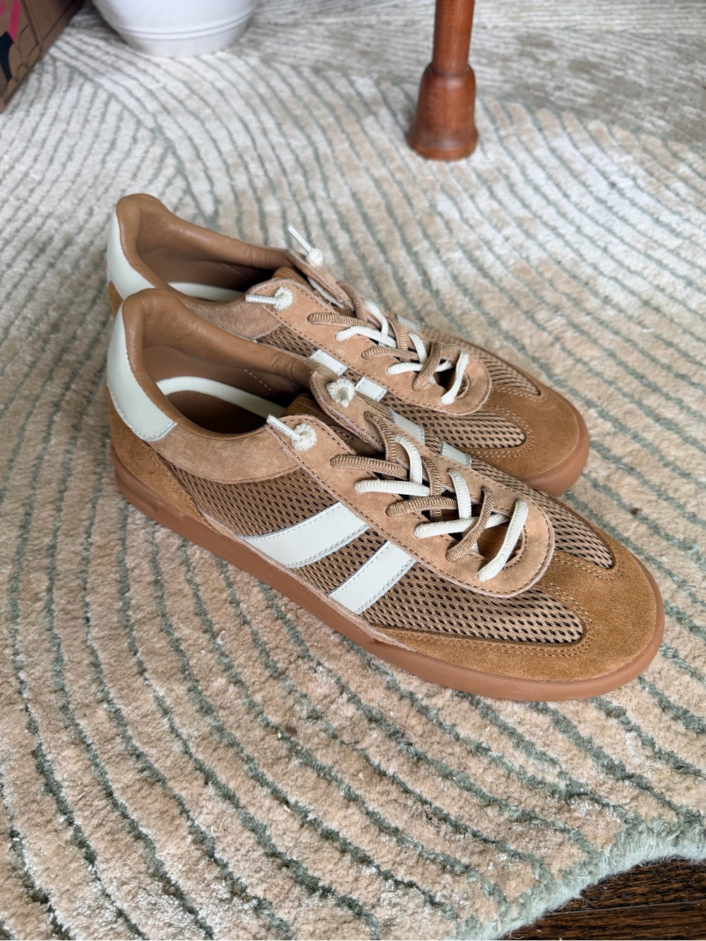 Steve Madden Brown and White Mesh Suede Sneakers - Picture 2 of 4